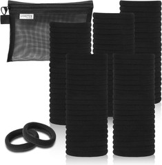 Black Hair Ties, 100 Pack Nylon Elastic Bands for Women, Seamless Damage-Free