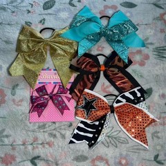 Vintage Y2K Cheerleading Bows Lot of 5 Retro 2000s Preppy Cheer Orange Black 90s