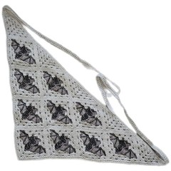 Handmade Crochet Bat Granny Sq Bandana Grey Gothic Kerchief Scarf cottagecore