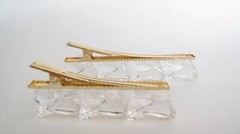 2 sizes block glass effect acrylic and metal alligator hair clip barrette