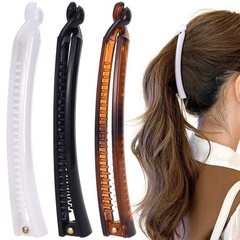 Mxxipp 3pcs French Banana Clips, 1 Count (Pack of 3), White & Black & Brown