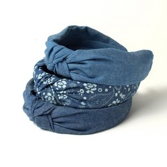 3 PCS Denim Knot Headband Wide Blue Non Slip Fabric Hair Accessories