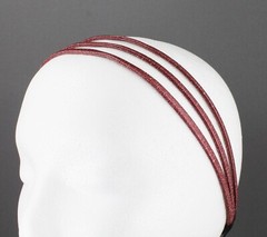 Drk Red thin skinny triple 3-strand faux leather headband hair band narrow bands
