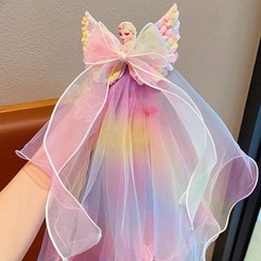 Butterfly Bow Multicolor Organza Barrette Beaded Ombre Fairy Hair Elsa Clip