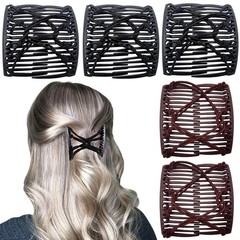 5 Pieces Elastic Magic Hair Comb Stretchy Double Comb Hair Forks Clips for Women