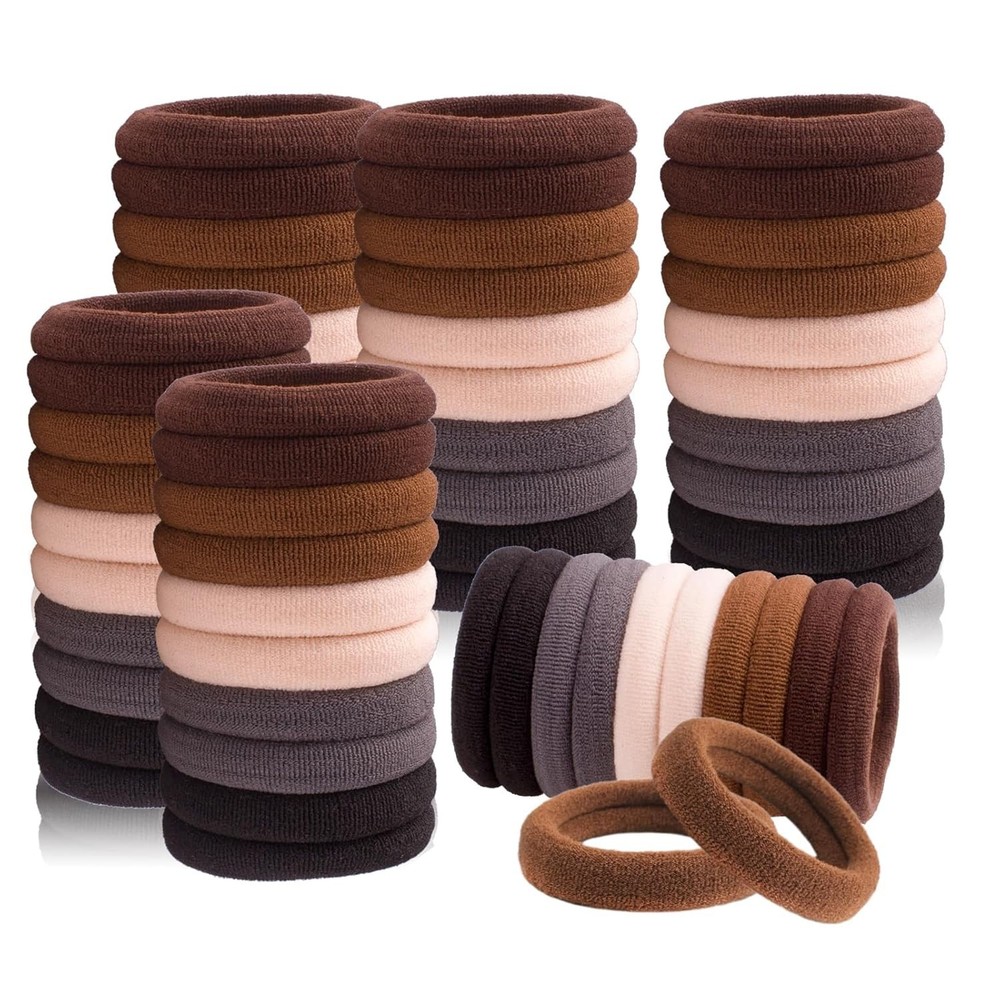 TBUKEOM Hair Ties for No Damage, 100 PCS Soft Seamless Cotton Nylon Elastic