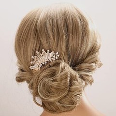 Peacock Crystal Hair Side Combs Vintage Rhinestone Long Teeth Hair Champagne