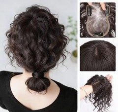 3.14″x4.3″Realistic Durable Mono Permed Wavy 100% Human Hair Topper Clip in 10″