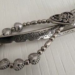 Lilla Rose Silver Metal Heart Hair Clip Barrette with Beaded Chain Detail Large