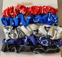 5pcs HAIR PONYTAIL HOLDER SCRUNCHIE BANDANA MULTI COLORS FREE USA SHIPPING