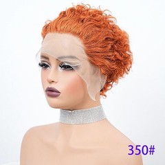 1cmx13cm Lace Frontal 100% Human Hair Wavy Pixie Cut Full Wig for Women,9 colors