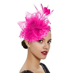 Fascinators for Women Tea Party Headband 1 Count (Pack of 1) Fushia Pink