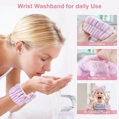 6Pack Headband and Wristband Set for Washing Face, Spa Skincare Makeup Headband,