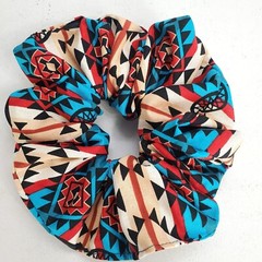 Handmade Women’s Scrunchies size XL Blue Cotton Fabric Dream Catcher Print New