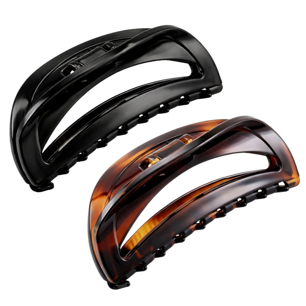 Parcelona French Thin Arch Cutout Medium 3″ Hair Claw Clips for Women Set of 2