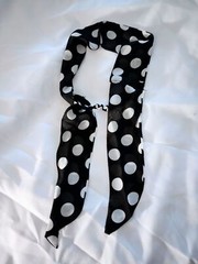 Chiffon Polka Dot Semi-Sheer Fabric Headband Scarf Wrap sz ONE SIZE Teen/Adult