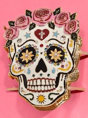 NEW Sugar Skull Metal Multicolor Hair Claw Clip Piper-K New With Tags 3 Inches