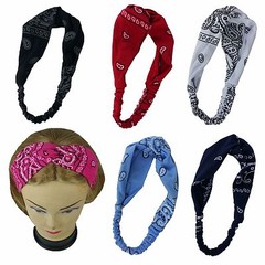 Bandana Headband Sports Yoga Hair Wrap Paisley with Elastic Hairband Women Teen
