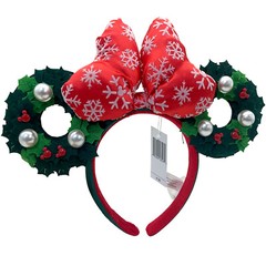 Disney^ Parks Christmas Pearl Wreath Headband Minnie Ears Puff Ear