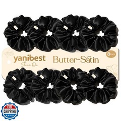 Yanibest 8 Pcs Satin Scrunchies – Silk Scrunchies Ponytail Holders, Soft Sati
