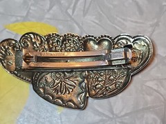 Vintage Barrette Hair Clip Hearts Concho Style Embossed Made in Korea