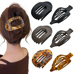 Flat Claw Clips for Women, Large 1 Count (Pack of 6), Tortoise Shell-A