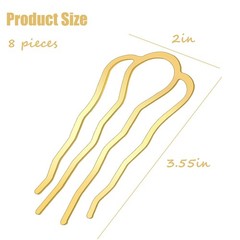 8 Pieces Hair Side Combs, Metal Fork Clip 1 Count (Pack of 8), Gold
