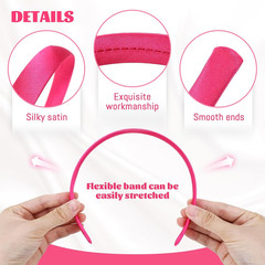 24 Pieces Candy Color Width 1.5Cm/0.6″ Plastic Headbands Satin Wrapped Blank Pla