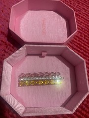 SWAROVSKI Gold & Pink Crystal Silver Hair Clip