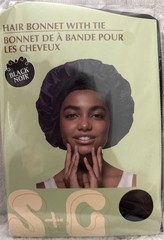 Evolve Luxe Satin Wide Edge Bonnet, Black Noir, for Hair