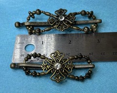 Lilla Rose Bronze Metal Flexi Flip Cross Rhinestone Hair Barrettes