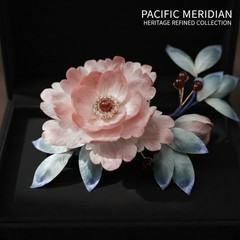 7″ Grand Velvet Peony Hair Fork – Handmade Silk Art by Lady Artisans
