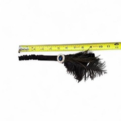 1920’s Black feather headband with beaded detail and blue gemstone