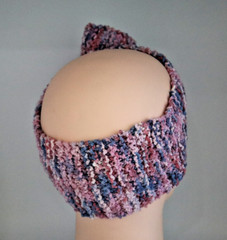BIG BOW HAND MADE KNITTED HEADBAND EAR WAMER FITS 17″-21″ PINK & PURPLE