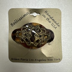 Bellissima Design Classic Hair Ornament Clip 2 ” Brown With Gold design