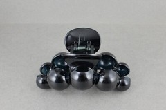 Black hair clip plastic 3.75″ long big barrette claw clamp circle ball bead