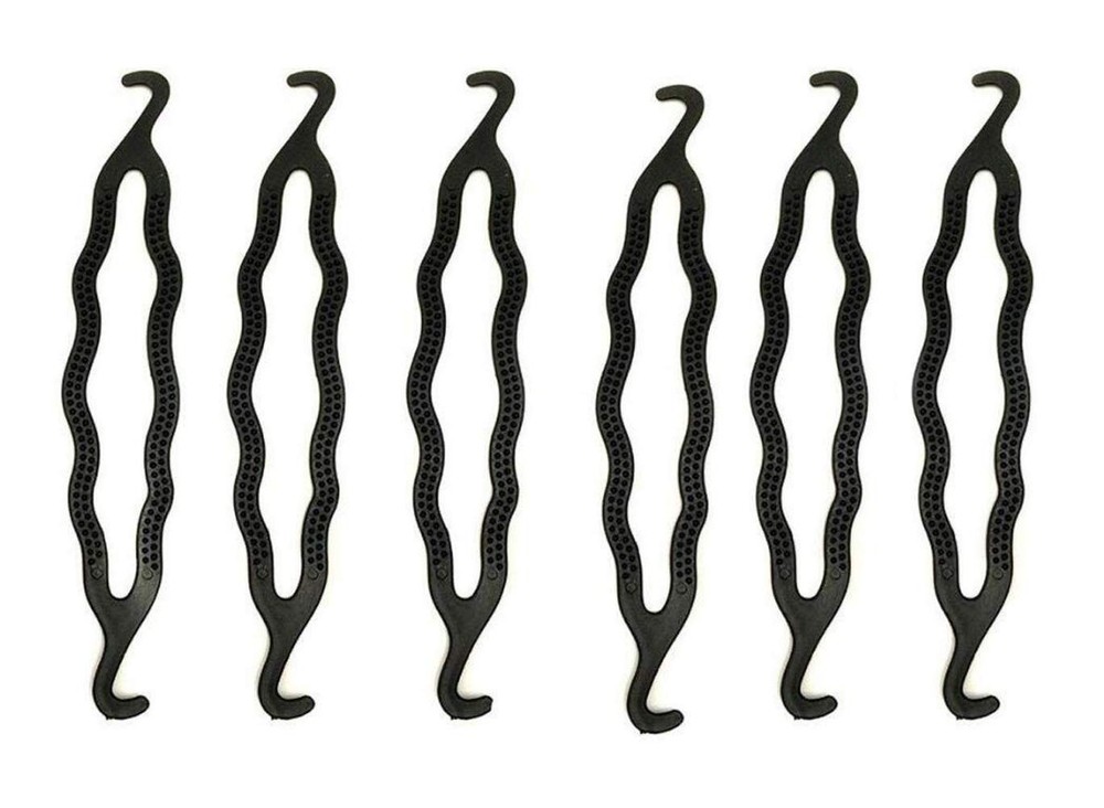 6 Count Bun Maker Hair Holders – Plastic Black 21.5 x 3.8cm/ 8.5inch x 1.5inc