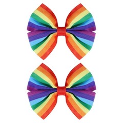 Rainbow Hair Bow Clips Boutique Grosgrain Pride Month Daily Wear Accessories