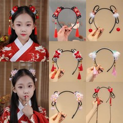 Braided Wig Tassel Hair Hoop Floral Hanfu Style Hair Clips Hair Accessories