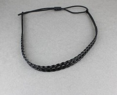 Black circle chain link jelly skinny narrow headband soft stretch grip teeth