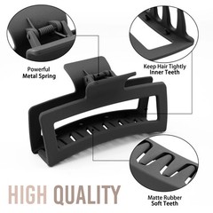 4 Pack 5″ Black Extra Large Hair Claw Clips For Thick & Long Hair Non-slip Women