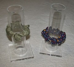 Two Clear Thick Plastic Scrunchie Hair Accessory Holders Lot Acrylic