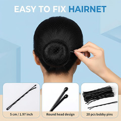 Bun Hair Net, 50 Pcs 24 Inch Black Hair Nets for Food Service Workers Invisible