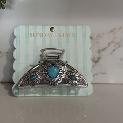 Sunday State Turquoise & Silver Heart Claw Clip