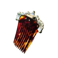 1920s Comb Tortoise Shell Celluloid Metal Gemstone Flower Adorned Hair Accessory