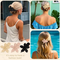 YISSION 6 Pcs Flower Flat Hair Clips for 1 Count (Pack of 6), Neutral Colors