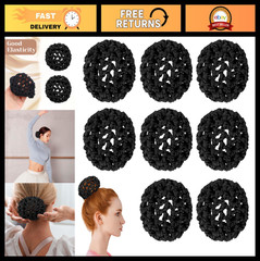 8 Pcs Elastic Hair Nets for Women – Invisible Crochet Bun Covers, Mesh Snood for