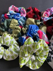 12pc Lot Hair Scrunchies Tween Floral Red Blue Pink Multicolor, Brand New