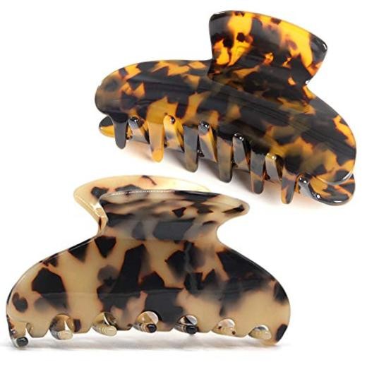 2 Pack Big Hair Claw Clips Tortoise Shell Nonslip Large Big tortoise hair clip