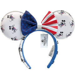 Disney’s White American Flag Bow Mickey Minnie Ears Headband US Stock